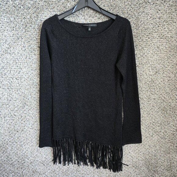 White House Black Market Tops - White House Black Market Top Womens Small Black Tunic Fringe Casual Ladies